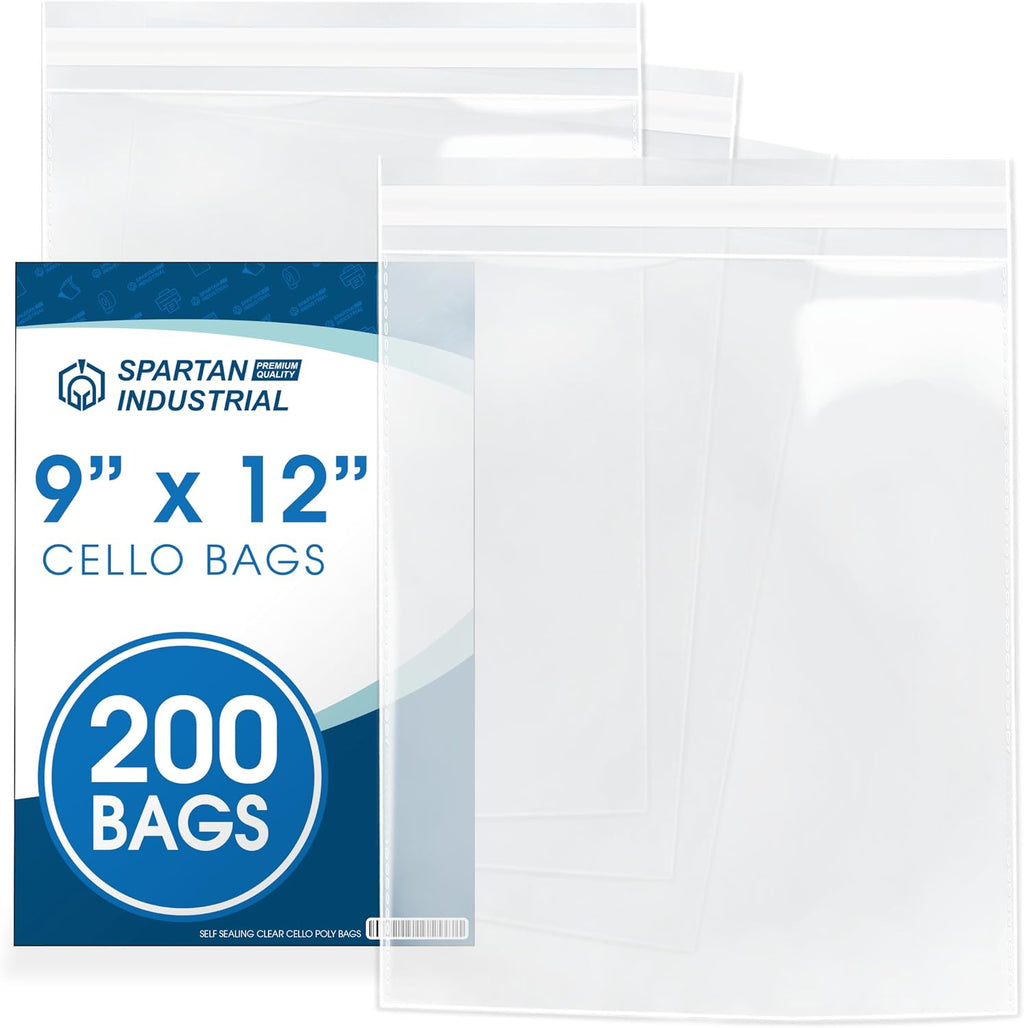 9" X 12" Self-Sealing Cellophane Bags (200 Count) Clear Poly Packaging