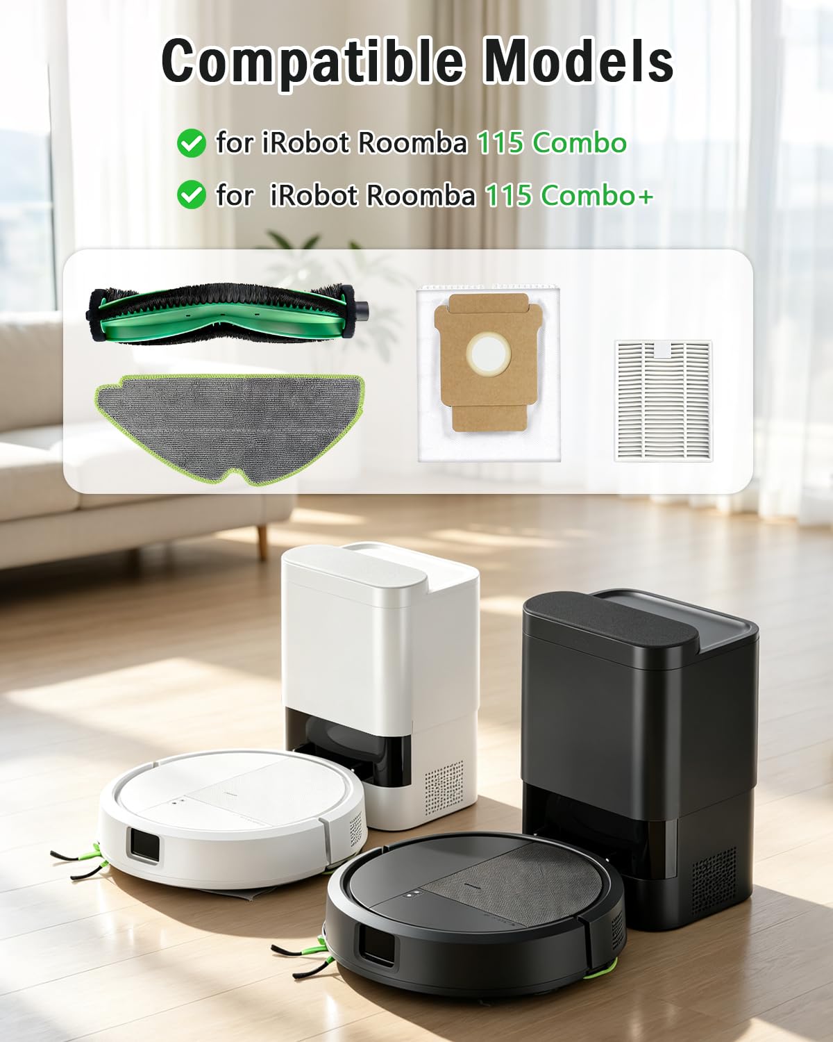 13 Pack Replacement Parts for iRobot Roomba 115X Combo / 115X Combo+ Vacuum