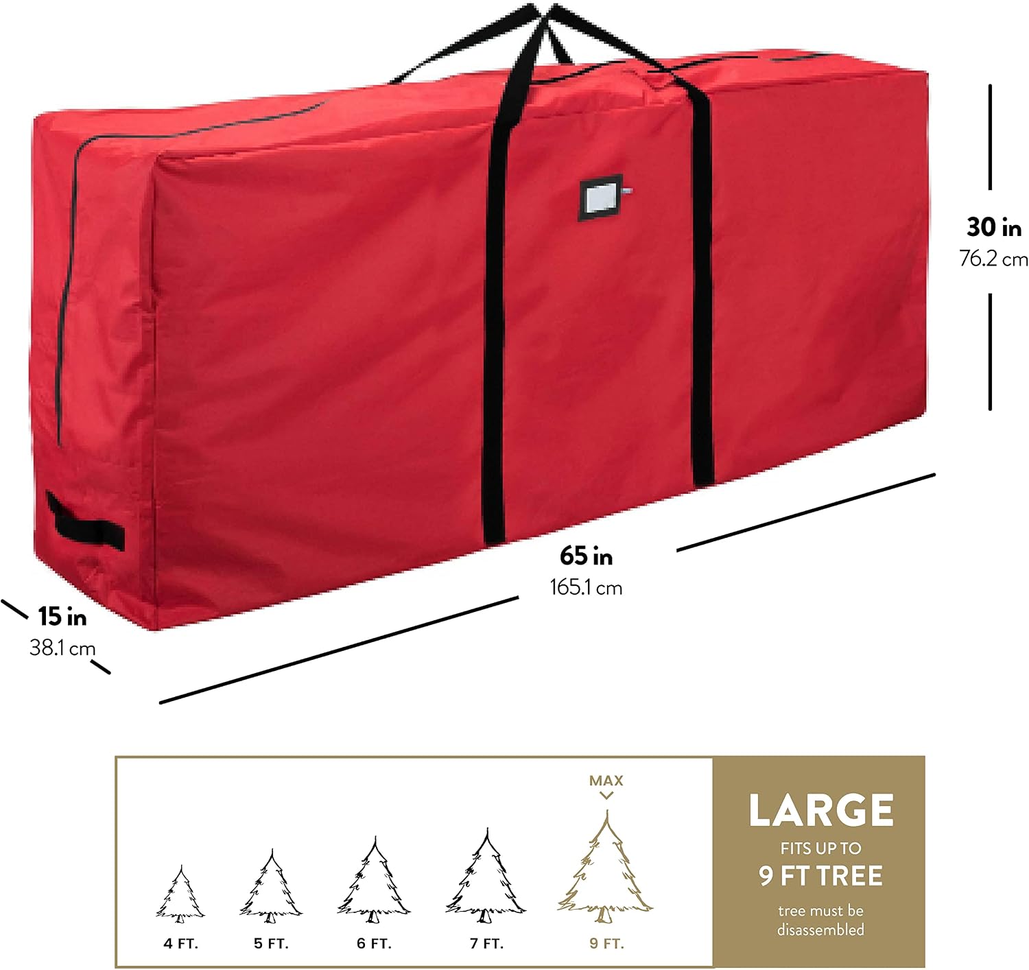 600D Oxford Fabric Large Christmas Tree Storage Bag - Fits 9 Ft Artificial Trees - Tear Proof Waterproof Christmas
