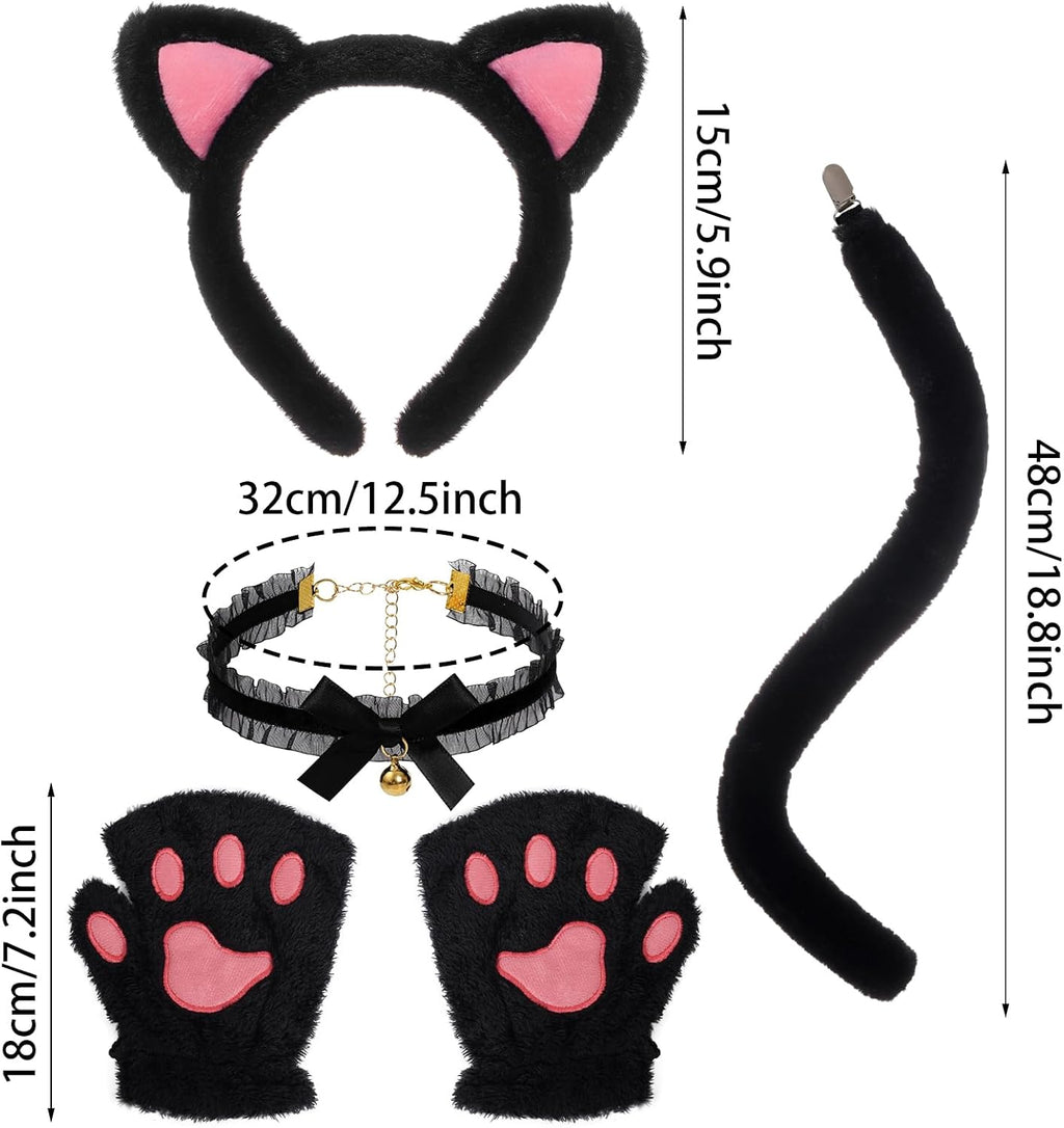 Cat Costumes Including Cat Ears and Tail Necklace Paw Gloves Animal Costume