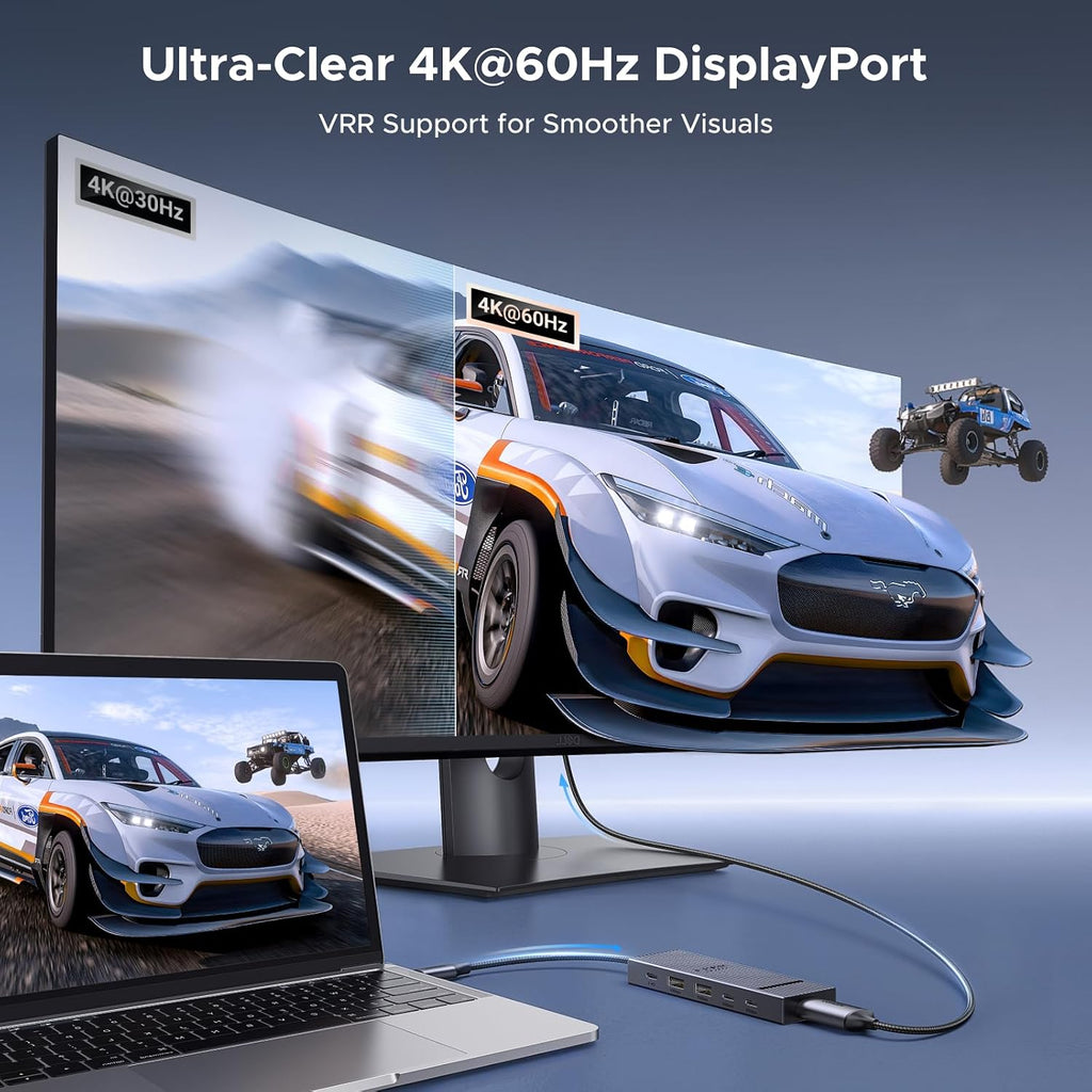 Revodok Pro 6 in 1 USB-C Hub to DisplayPort 4K 60Hz, 100W PD | 10Gbps USB-A and USB-C 3.2 for MacBook Neo/Pro/Air