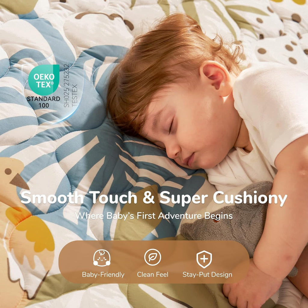 Baby Play Mat for Floor, 50"x50" Thickened Playpen Mat, Playmate for Baby Tummy Time, Waterproof & Non-Slip, Foldable