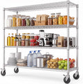 NSF Adjustable Lockable Wire Shelving Rack with Wheels, 4-Tier, 47" W