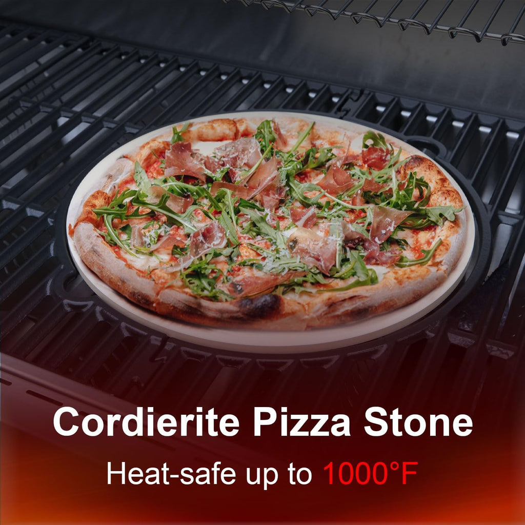 Pizza Stone, Heavy Duty Cordierite Pizza Pan for Oven and Grill, Thermal Shock Resistant Baking Stone for Pizza, 12