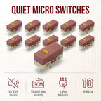 10Pcs Original Mouse Micro Switch 3Pins 30M Clicks Mice Mute Button Set Yellow Mouse Microswitch On Off Micro Switches