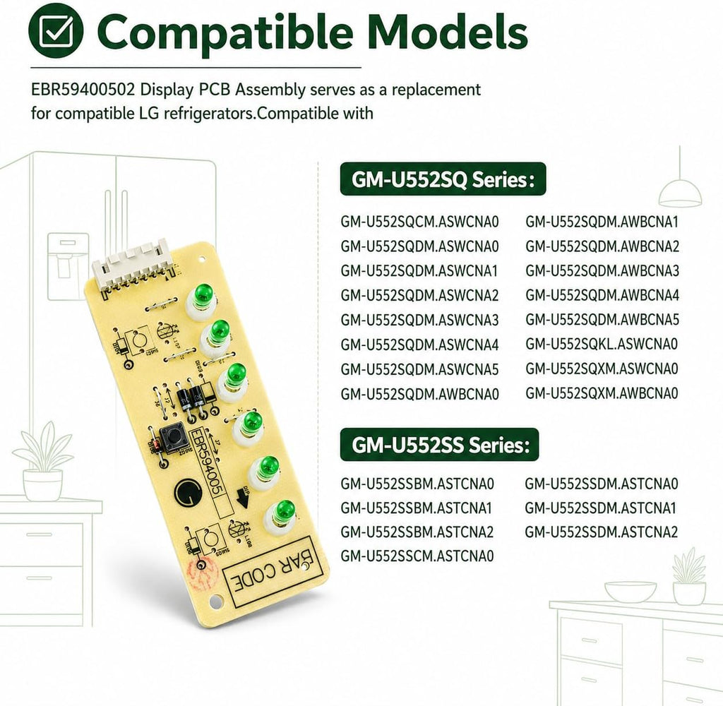 EBR59400502 Refrigerator Display PCB Assembly，Replacement Control Board for Compatible LG Refrigerators