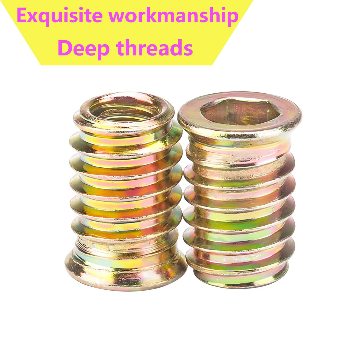 Qrity 20 Pcs Threaded Insert, Hex Drive Threaded Inserts for Wood, Furniture Nuts, Hex Socket Drive M4x10mm, Wood Inserts