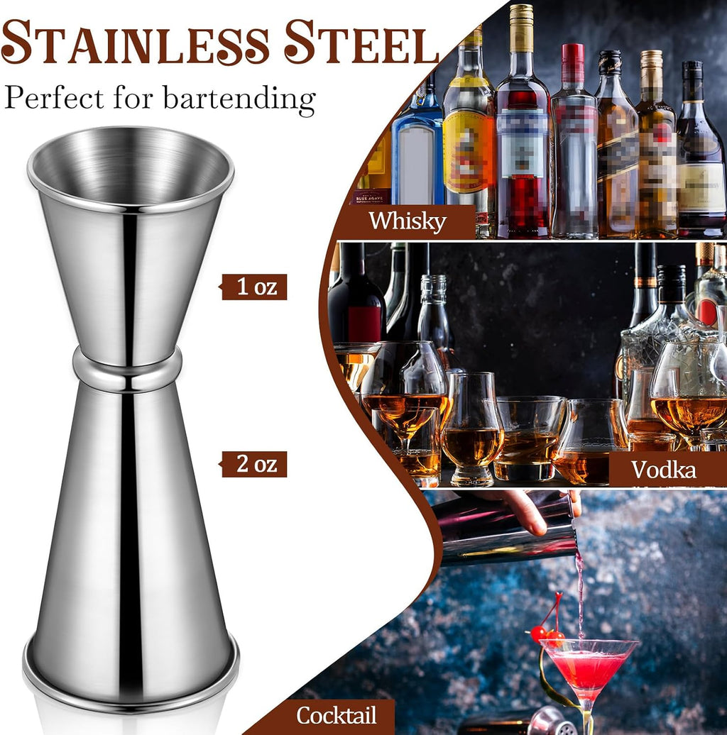 18 Pcs 2 oz 1 oz Jigger for Bartending Double Cocktail Jigger Japanese Jigger Stainless Steel Measuring Cup for Home