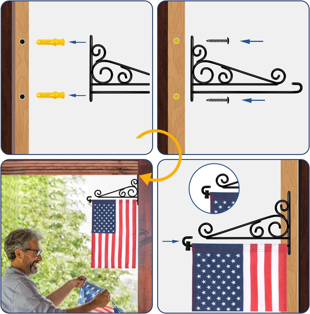 Garden Flag Hanger for Wall Fits Flag Width Smaller Than 13.4 inch, Garden Flag Holder for Outside, Banner Hanger for