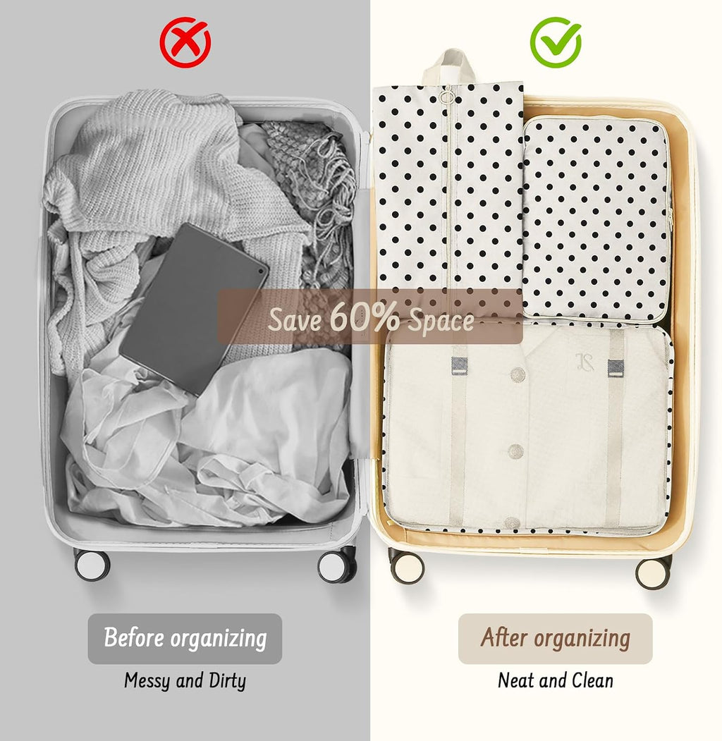 9 Set Packing Cubes for Travel Essentials - Lightweight Carry-On Luggage Organizer Bags with Shoe, Clothes & Laundry