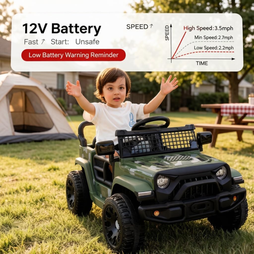 Ride On Car, Bluetooth Ride on Toys for Toddlers, 12V Kids Battery Powered Vehicles w/Remote, 3.5 mph Motorized