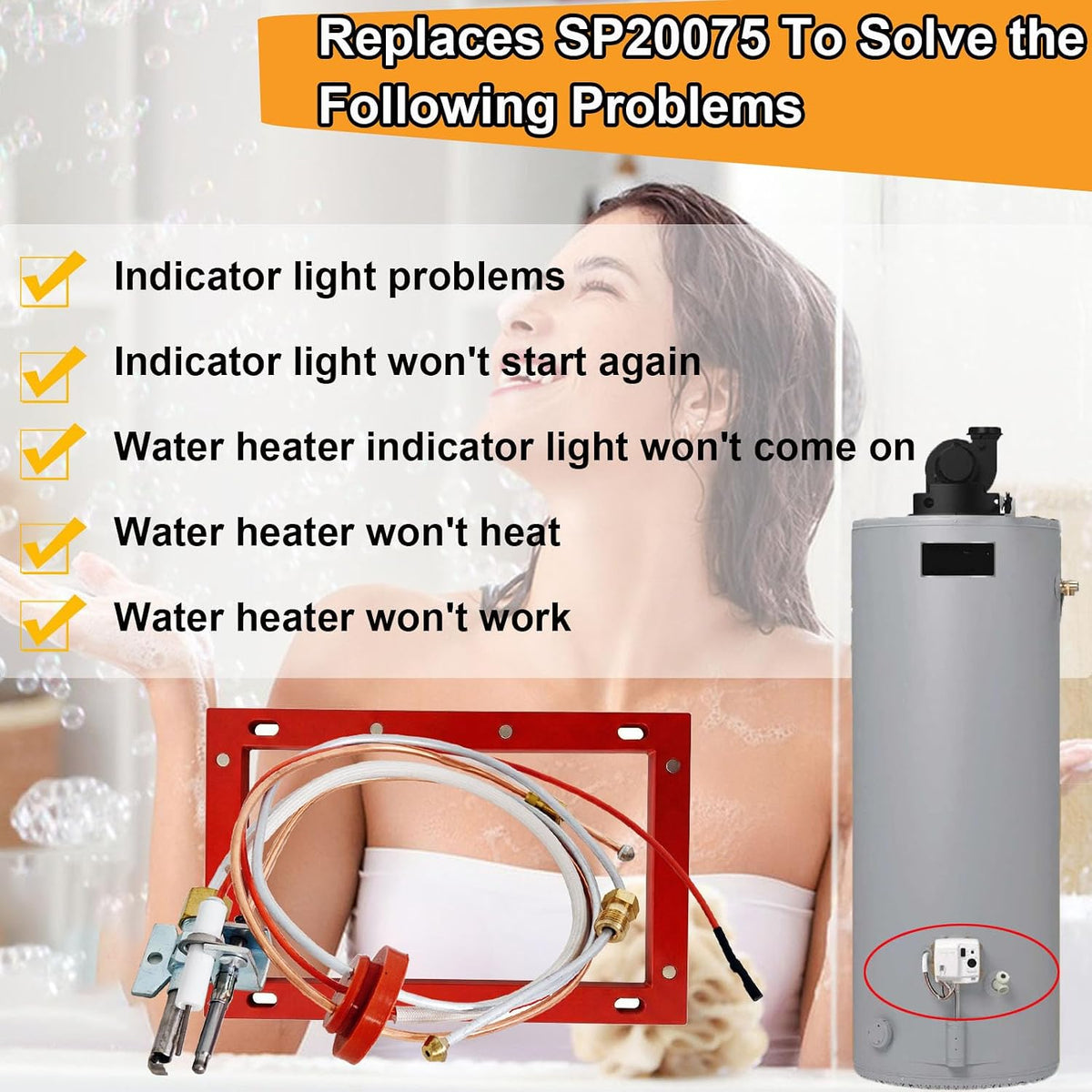 Upgraded SP20075 SP20305A Pilot and Igniter Assembly Kit for Water Heater