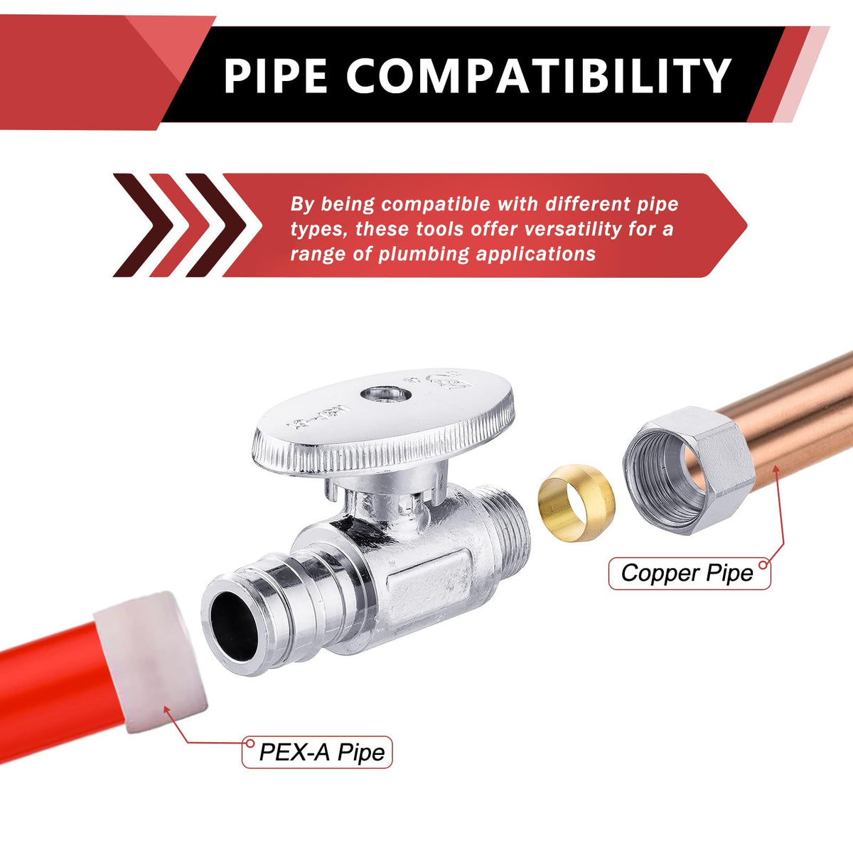 10Pcs EFIELD Straight Stop Valve,1/2"PEX-A x3/8"OD Comp(VALVE101-10)