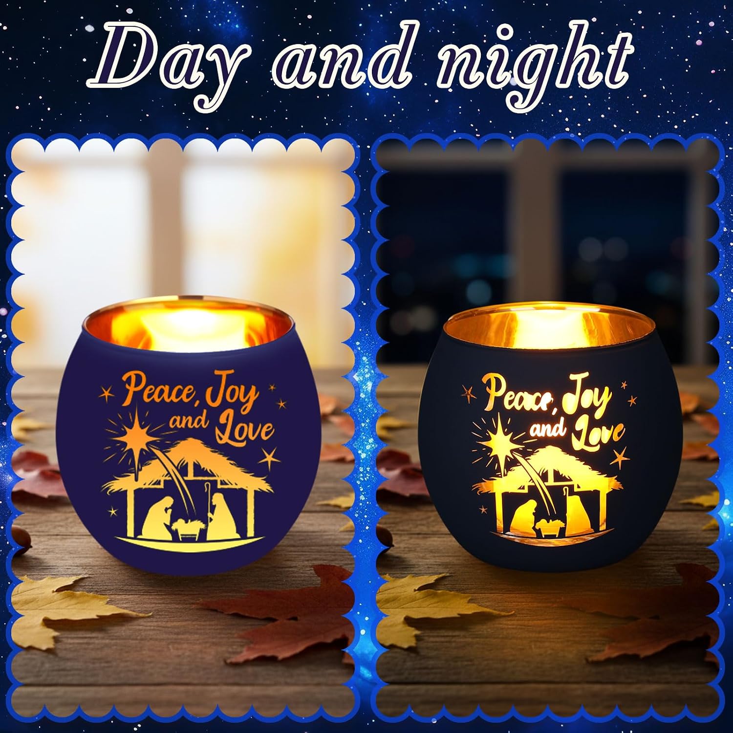 6 Set Christmas Advent Votive Candle Holders LED Flameless