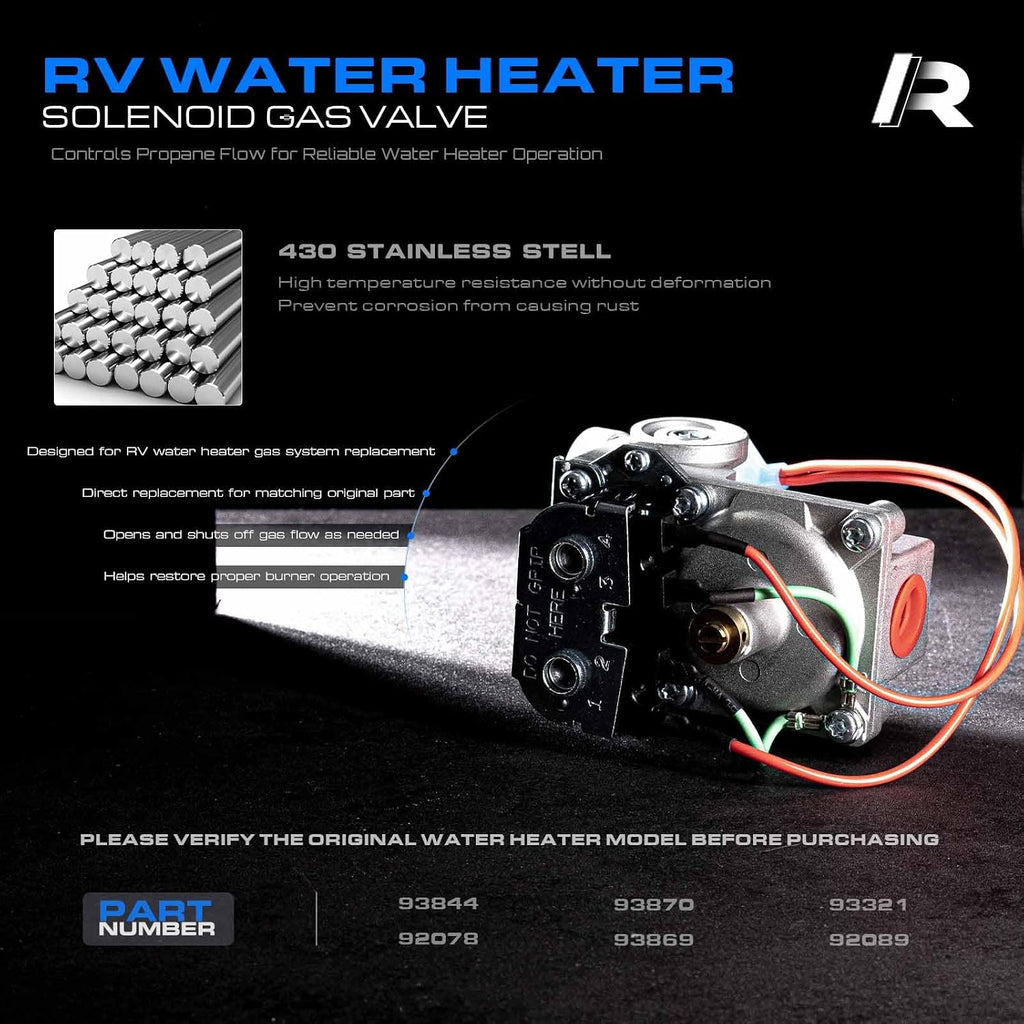 RV Water Heater Burner System Repair Kit for Atwood 93844 Solenoid Gas Control Valve, 91638 Main Burner Tube, 93868 Igniter - Compatible with 6/10 Gallon Tanks, GC10A-4E, G6A-8E/G6A-6E/G6A-4E, G10-3E