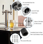 Dual Tap Stainless Draft Beer Tap Tower, 3'' Base Kegerator Tower