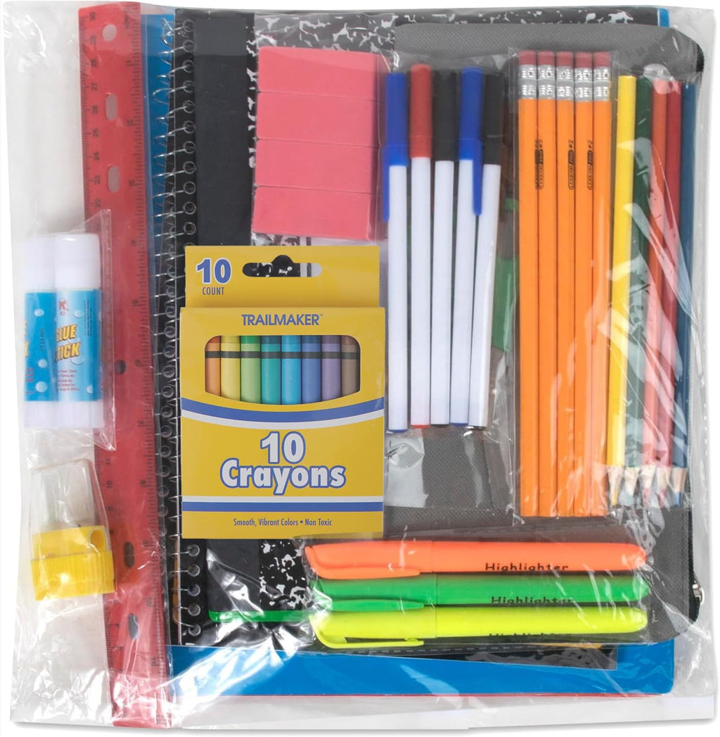 School Supplies Kit 45 Piece School Supply Kit Grades K-12 – Back to School Essentials Includes Folders Notebooks