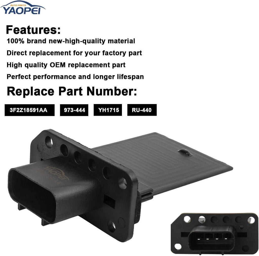 YAOPEI Blower Motor Resistor YH-1715 Replaces 3F2Z-18591-AA for Ford