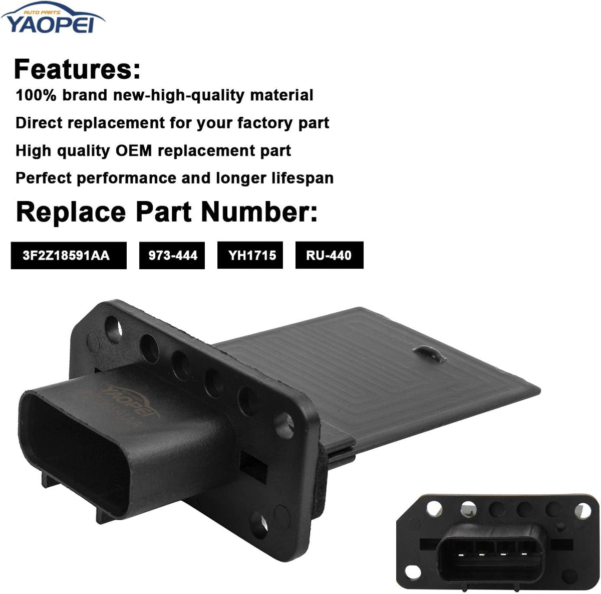 YAOPEI Blower Motor Resistor YH-1715 Replaces 3F2Z-18591-AA for Ford