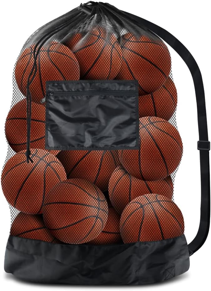 Extra Large Mesh Ball Bag, Drawstring Socce Bag for Coach, Use for Basketball, Volleyball, Baseball, Mesh Equipmenbag