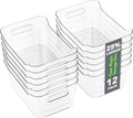 12 Pack Plastic Storage Bins, Multi-Use Organizer Bins, Pantry Organizer, Clear Storage Containers for Home, Kitchen