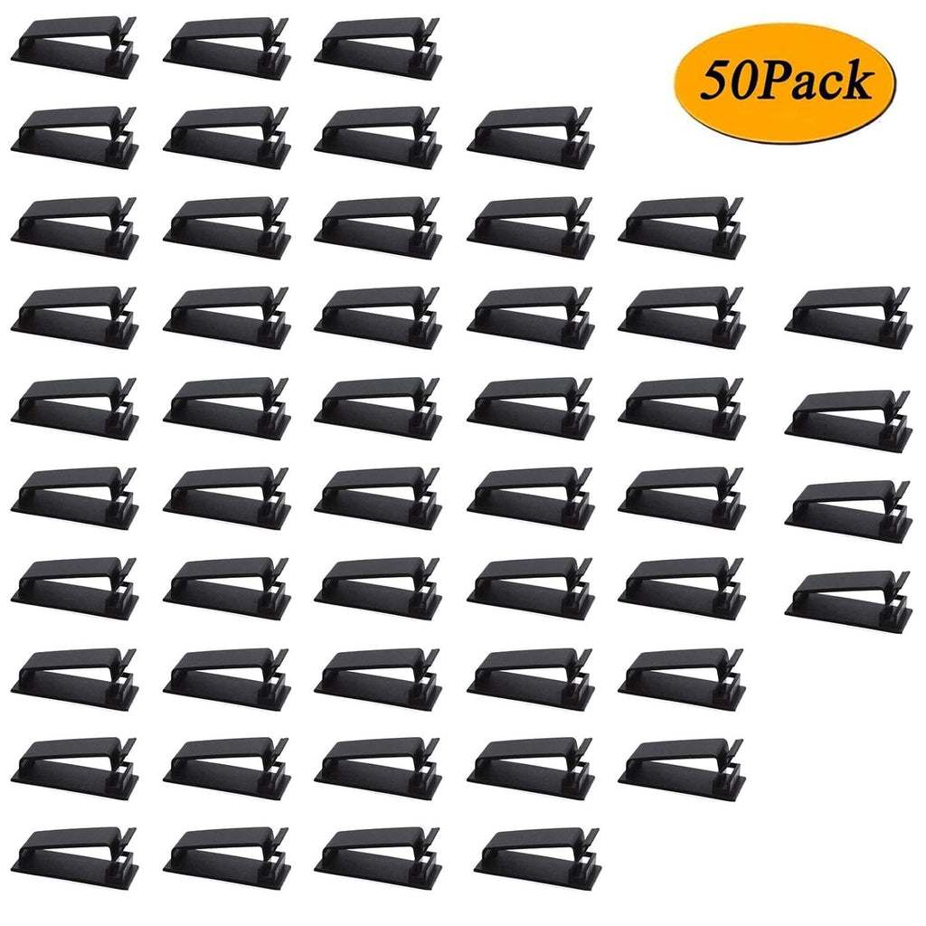 50Pcs Self Adhesive Cable Management Clips, Cable Organizers Wire Clips Cord Holder for TV PC Ethernet Cable under