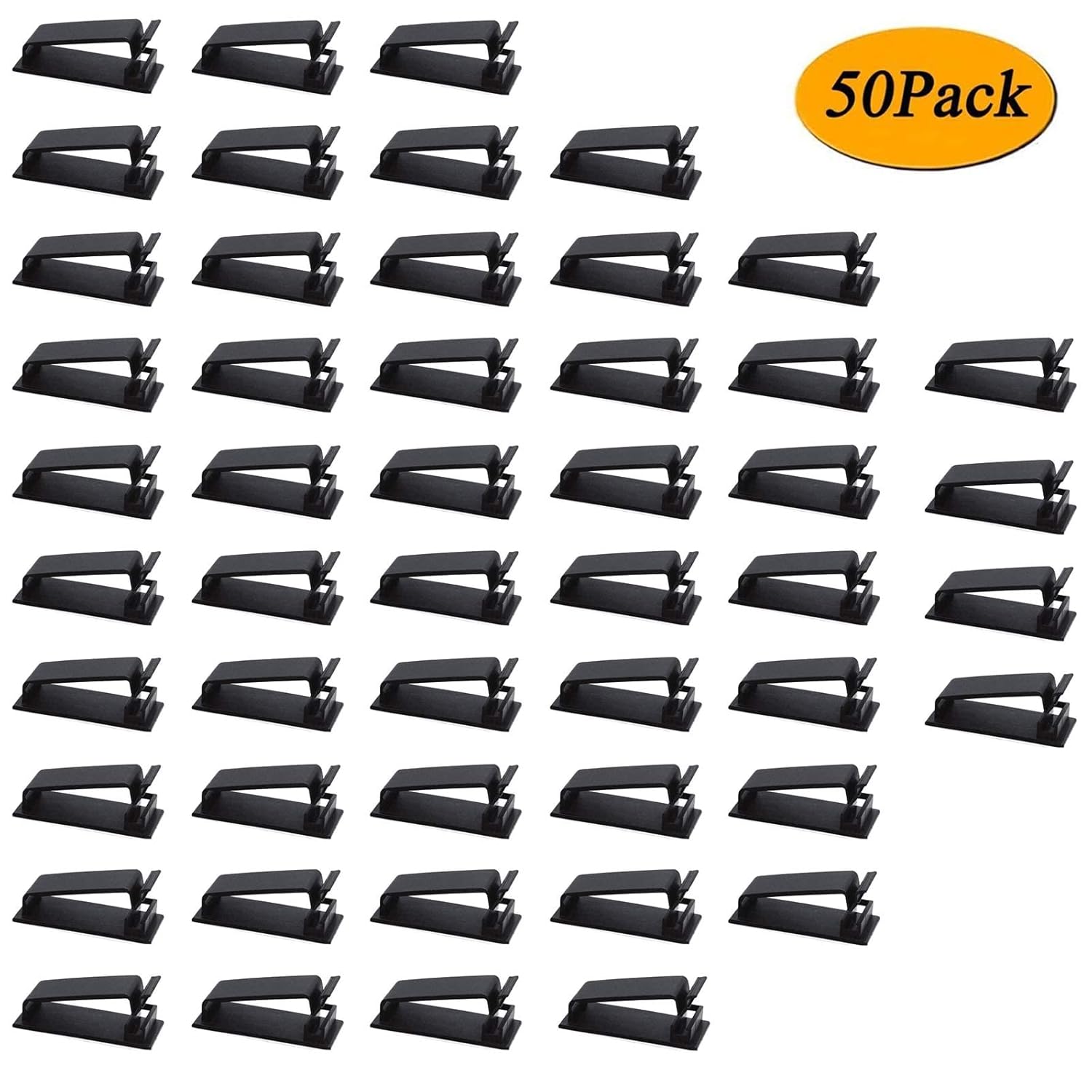 50Pcs Self Adhesive Cable Management Clips, Cable Organizers Wire Clips Cord Holder for TV PC Ethernet Cable under