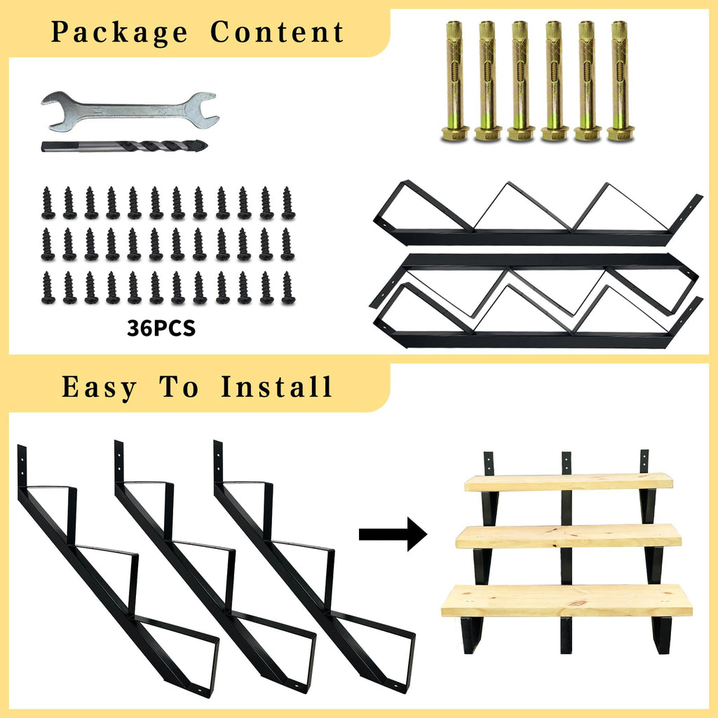 3 Step Metal Stair Step Steel Riser Stringers for 27.1" Height Deck, 3Packs