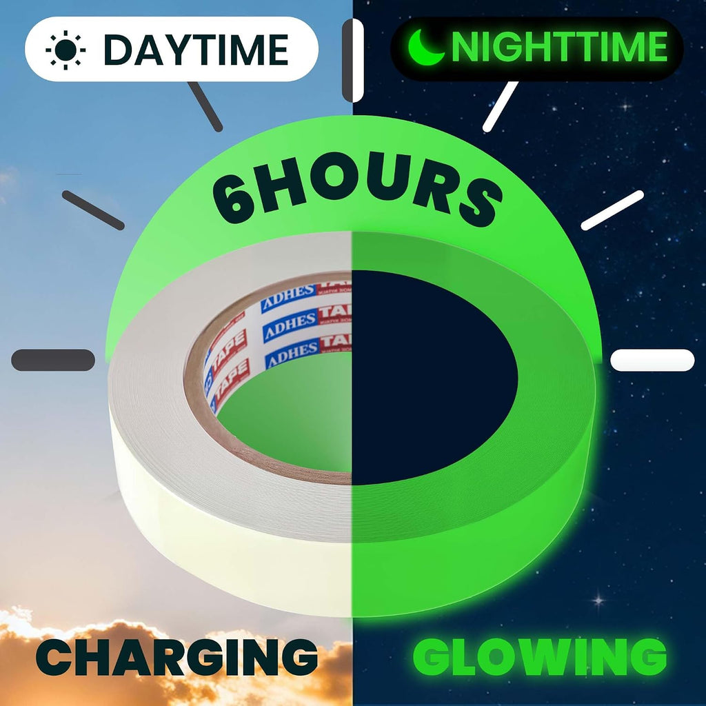 ADHES Green Glow in The Dark Tape 1 Inch x 65FT