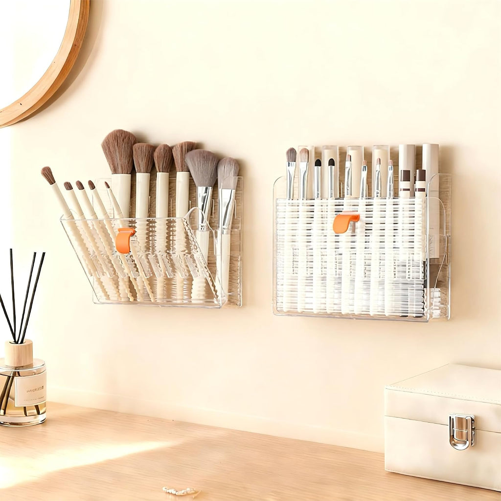 Wall-mounted Makeup Organizers, 16-Slot Eyeliner Lip Liner Organizer Holder, Makeup Organizer for Brush, Makeup