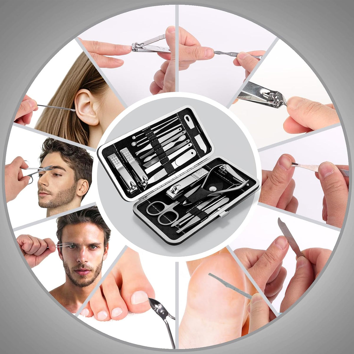 Professional Nail Clippers for Women，Travel Manicure Kit for Men，Nail Clipper Set Care Kit for Beginners with Everything