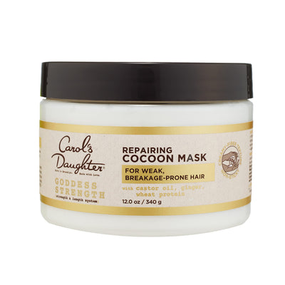 Goddess Strength Repairing Cocoon Hydrating Hair Mask for Waves, Coils and Curls, Hair Treatment With Castor Oil, 12 Oz