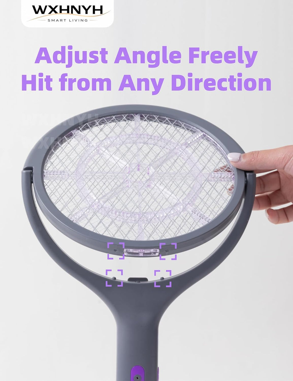 Electric Fly Swatter with Extendable Handle & Rotating Head, 3000V Rechargeable Bug Zapper Racket, 1200mAh Long