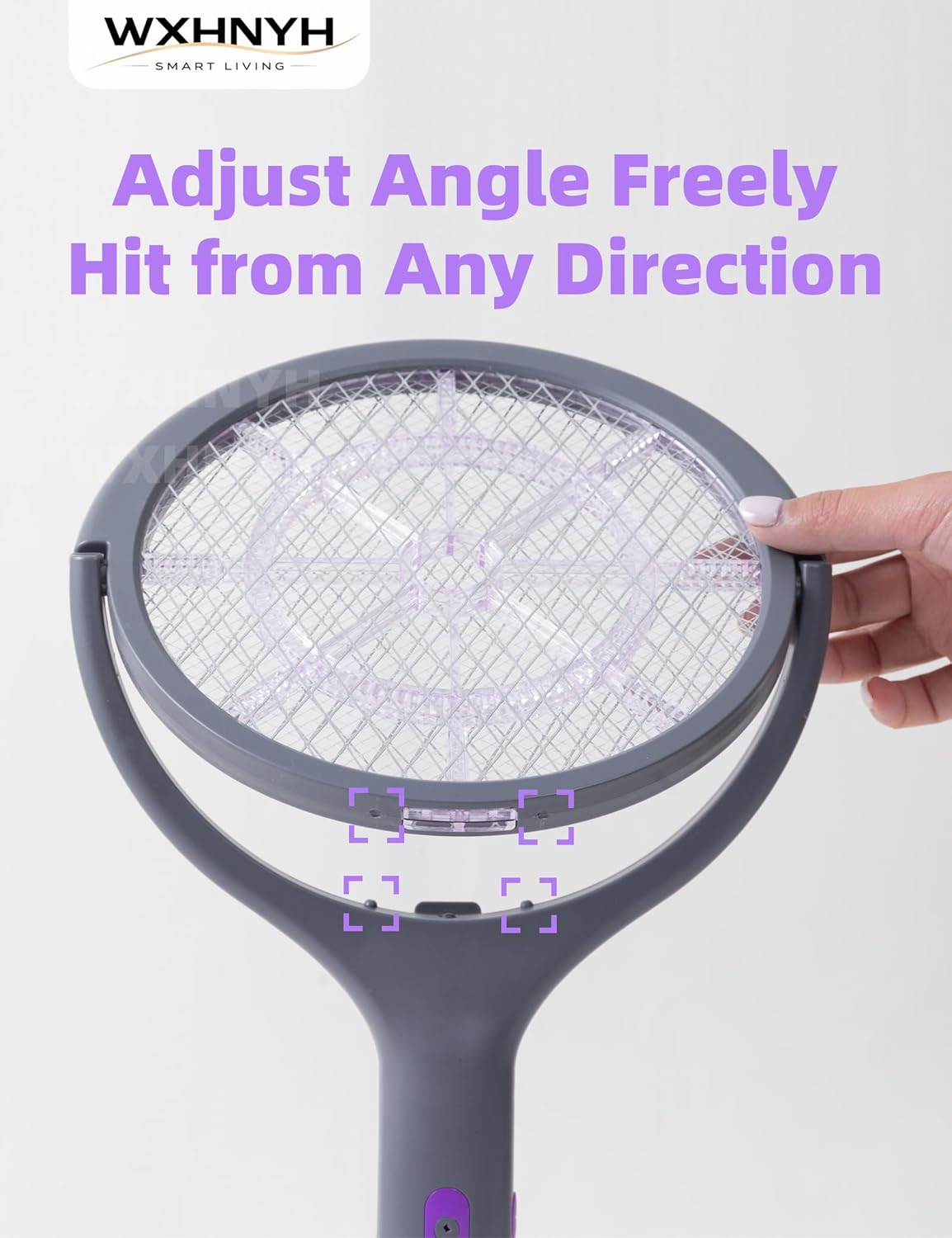 Electric Fly Swatter with Extendable Handle & Rotating Head, 3000V Rechargeable Bug Zapper Racket, 1200mAh Long