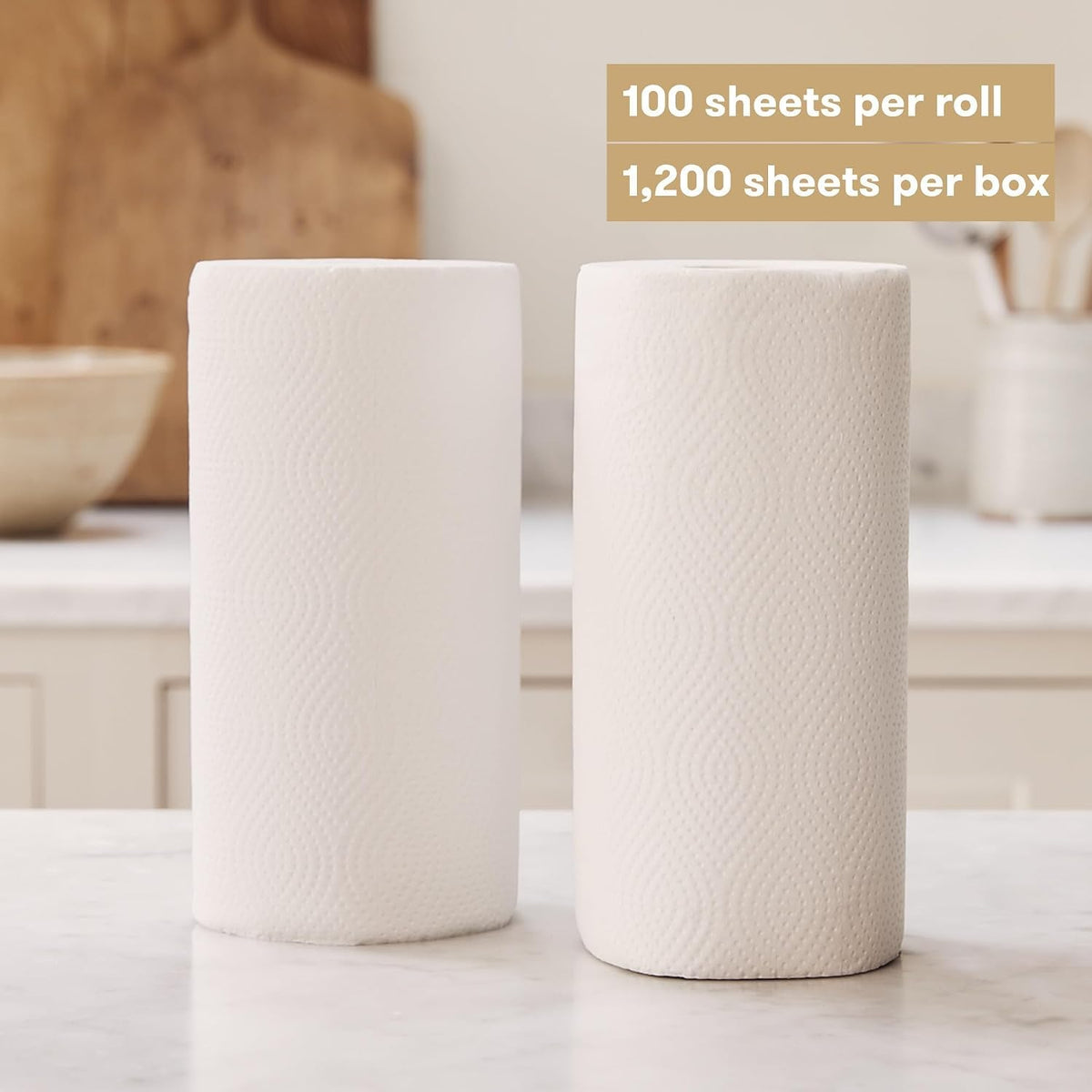 100% Bamboo Kitchen Rolls | Pack of 12 Rolls (2-Ply) | Multipurpose, Plastic-Free, Eco-Friendly, Super Absorbent
