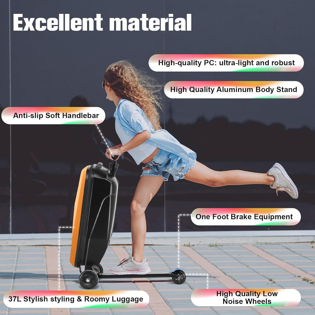 Scooter Luggage for Kids, Ride On Suitcase, Lightweight Foldable Luggage