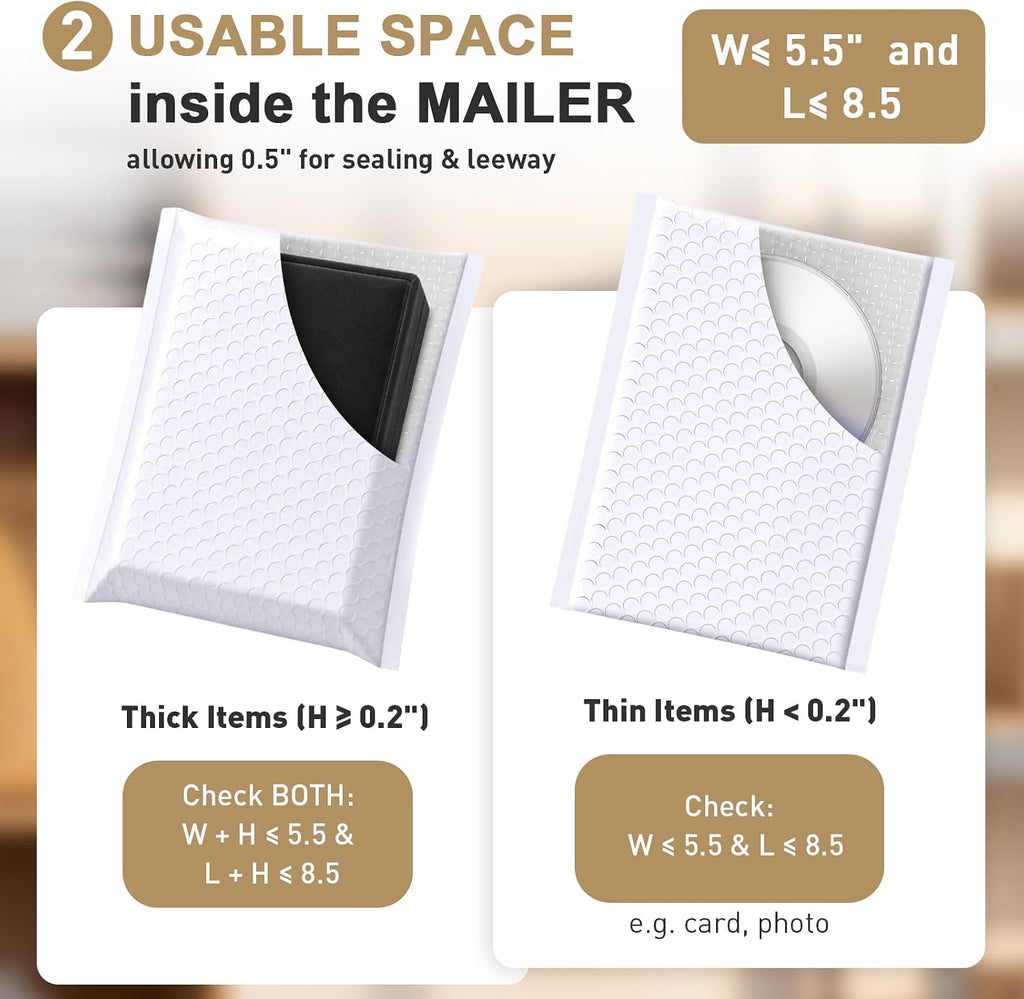 Bubble Mailers 6x10" 100 Pack: Self Seal Mailing Envelopes White