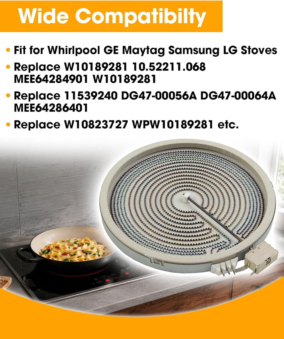 12Inch Range Oven Dual Radiant Surface Element Heater Replace W10189281
