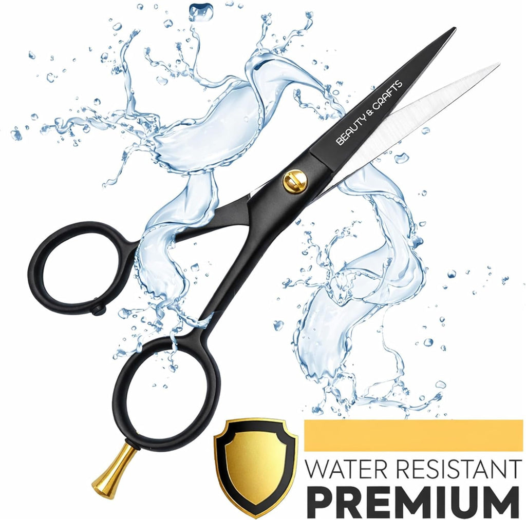 5” Professional Beard & Mustache Scissors for Men | German Stainless Steel Beard Trimming Shears with 2 Mustache