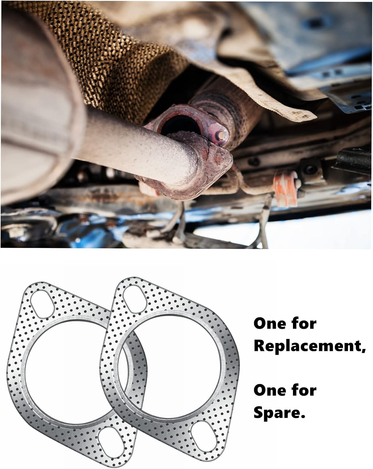 Strongthium 2PCS 2.5“ Exhaust Gasket 2 Bolt