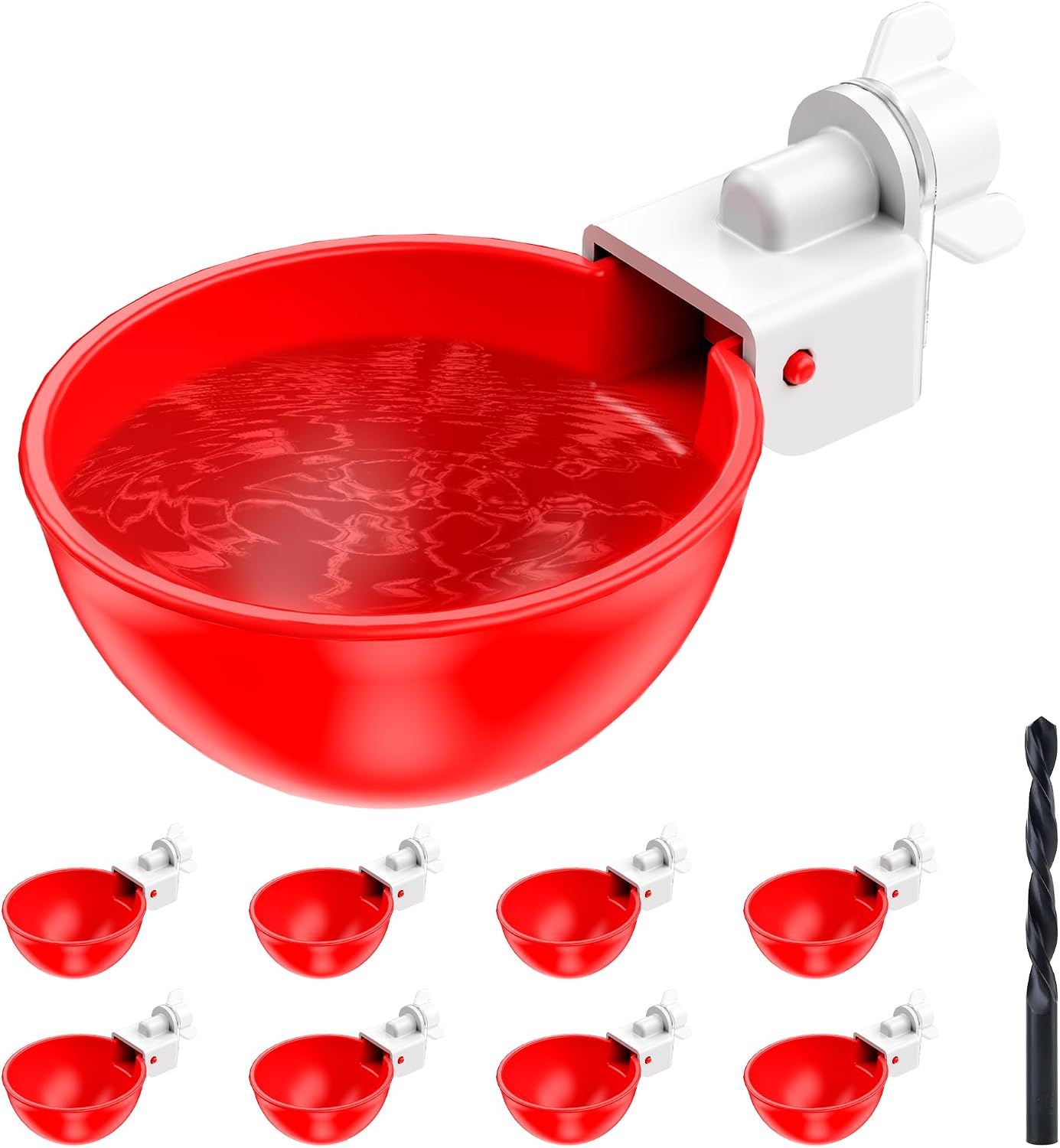 Chicken Waterer Cups, Automatic DIY Chicken Water Bowl 9 Pack | Chicken Flock Waterer Cups with 3/8'' Hole Saw for