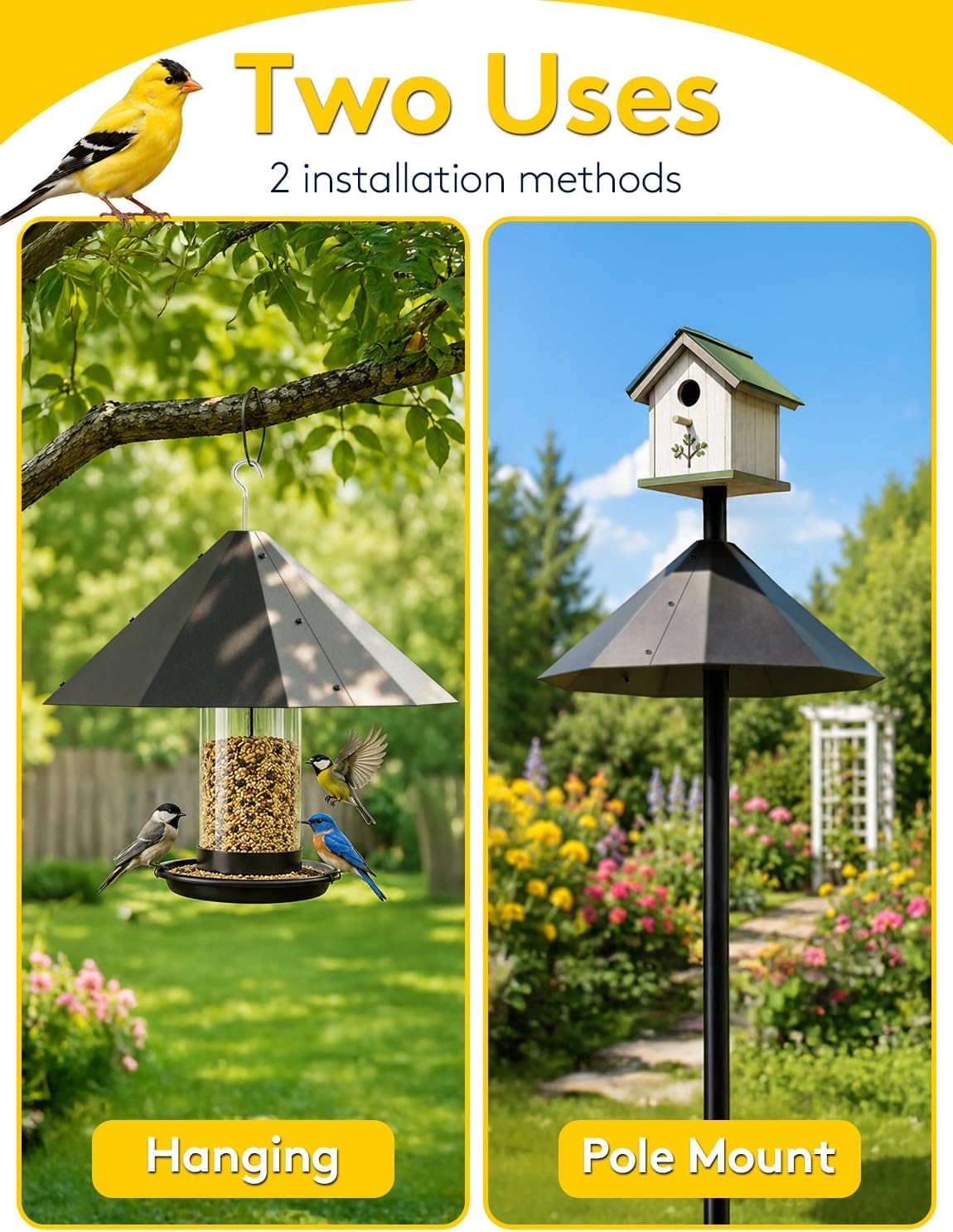 19'' Metal Squirrel Baffle for Bird Feeder Pole