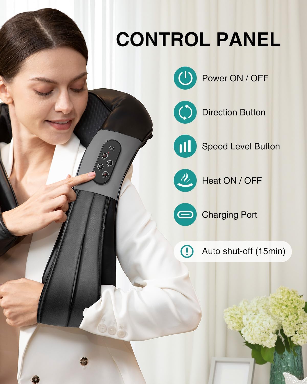 Shiatsu Neck Massager with Heat for Pain Relief Deep Tissue, 2026 Upgraded 3D Back Shoulder Kneading Massage Pillow