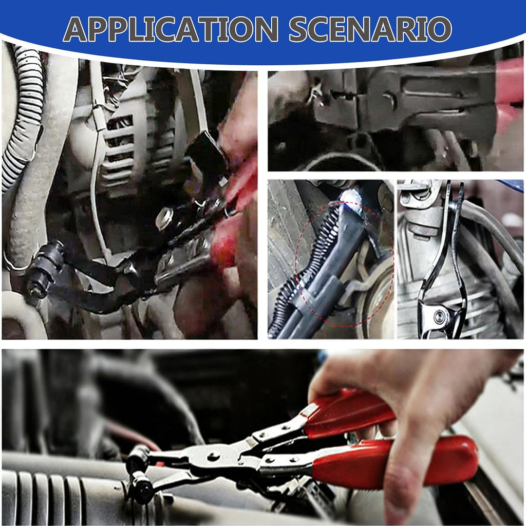 4-Pack Long Hose Clamp Pliers Tool Set -Tool for Removing Hose Clamp of Automobile Coolant, Heater, Water Hose Cord