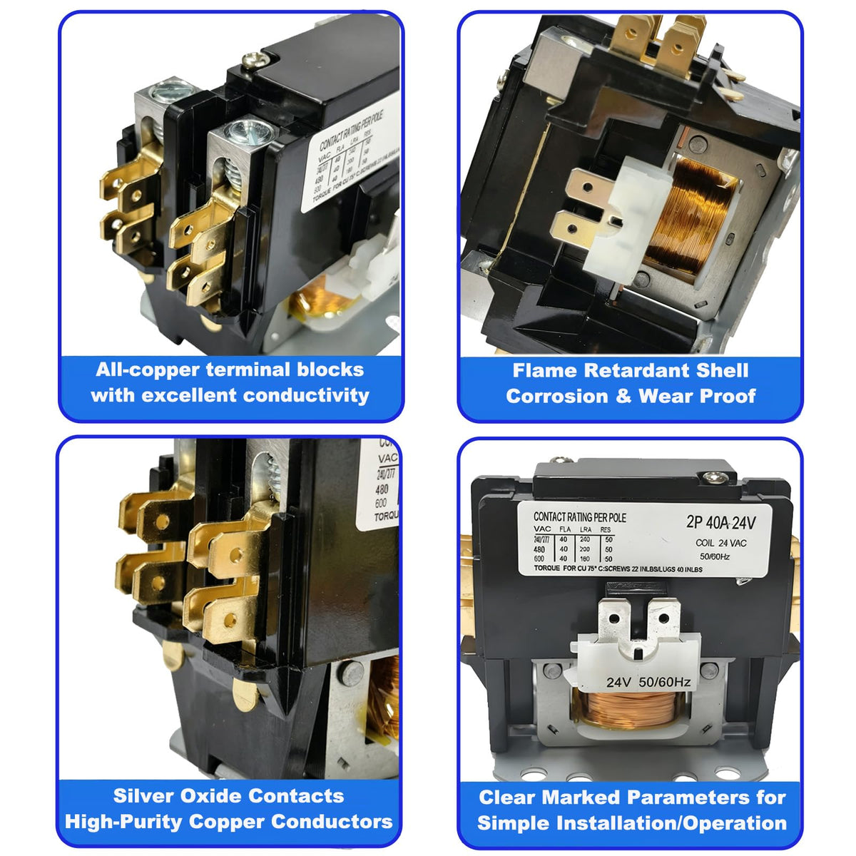 24V Coil 2Poles FLA 40 Amp Purpose Air Conditioner Contactor