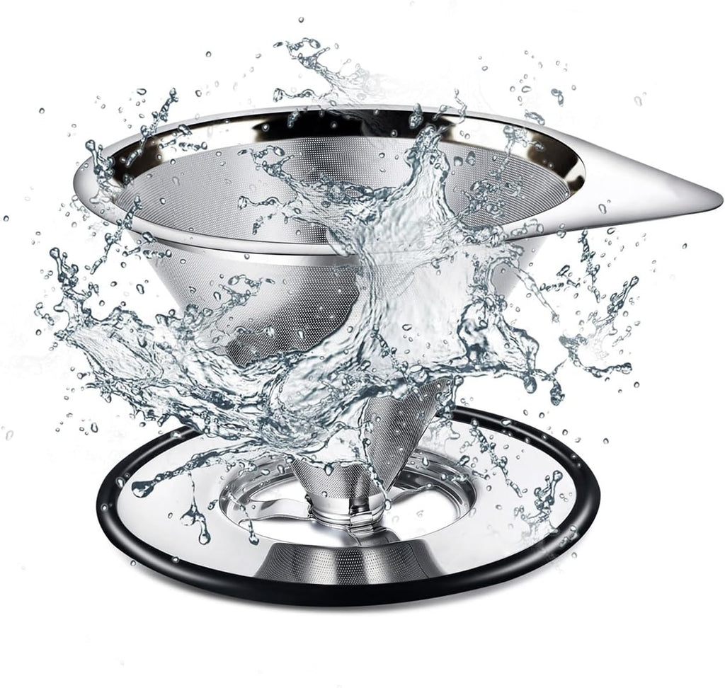 Pour Over Coffee Dripper Stainless Steel Coffee Filter Metal Cone Filter Paperless Reusable Coffee Filter Single Cup