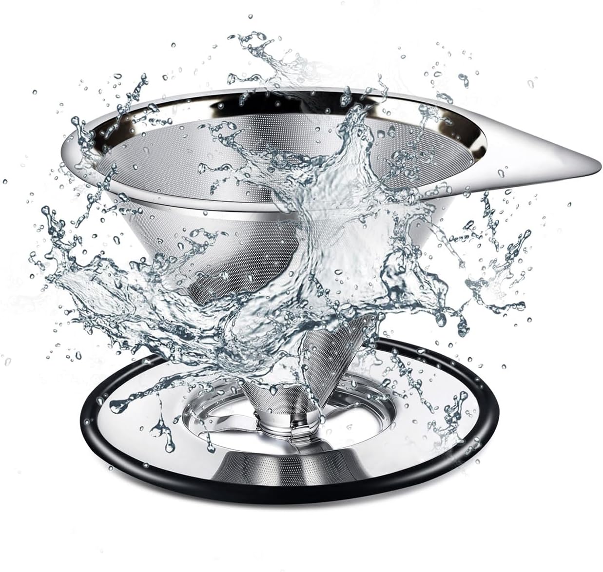 Pour Over Coffee Dripper Stainless Steel Coffee Filter Metal Cone Filter Paperless Reusable Coffee Filter Single Cup