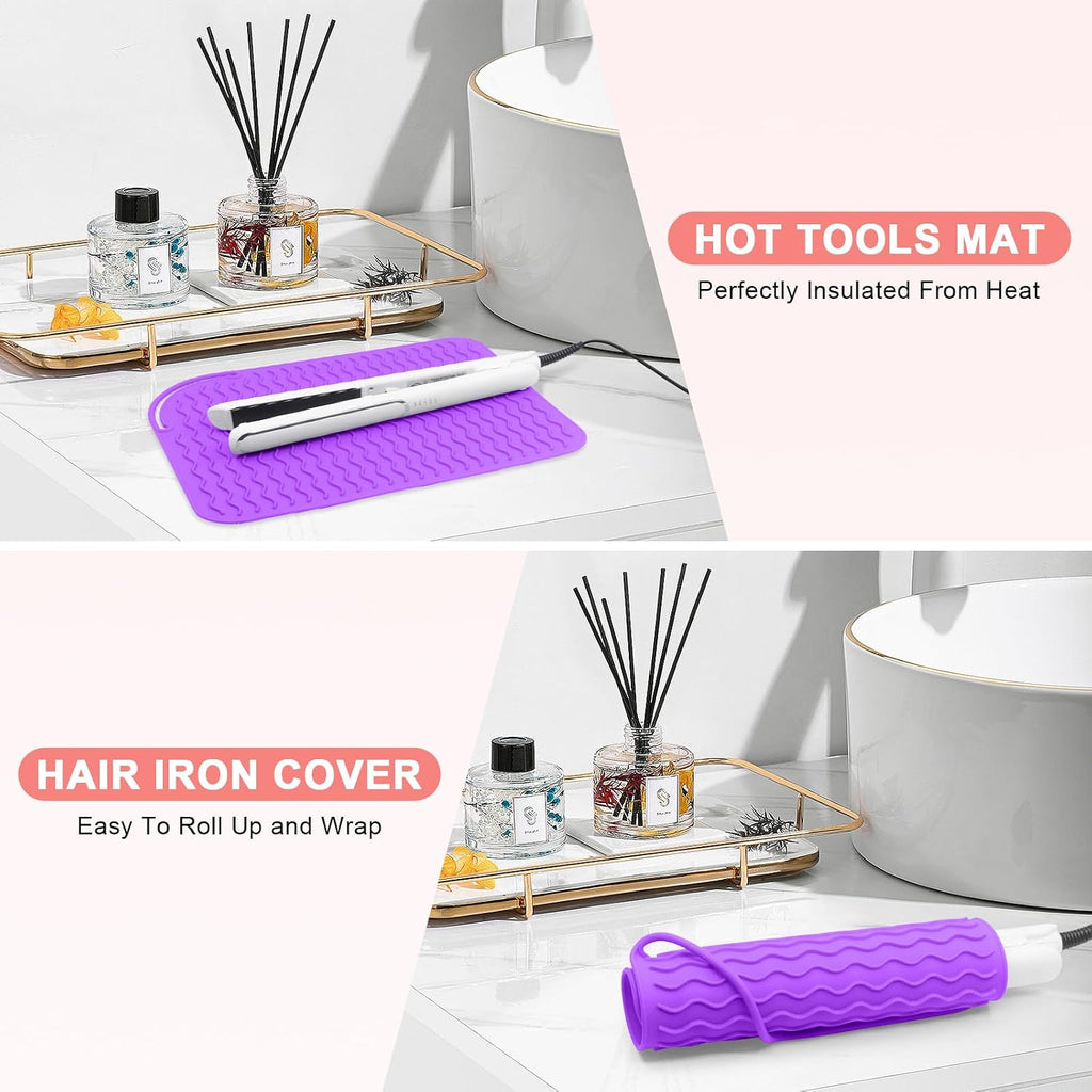 Plus Size Silicone Heat Resistant Mat, Portable Travel Hot Tools Pad Cover for Curling Iron, Flat Iron, Hair