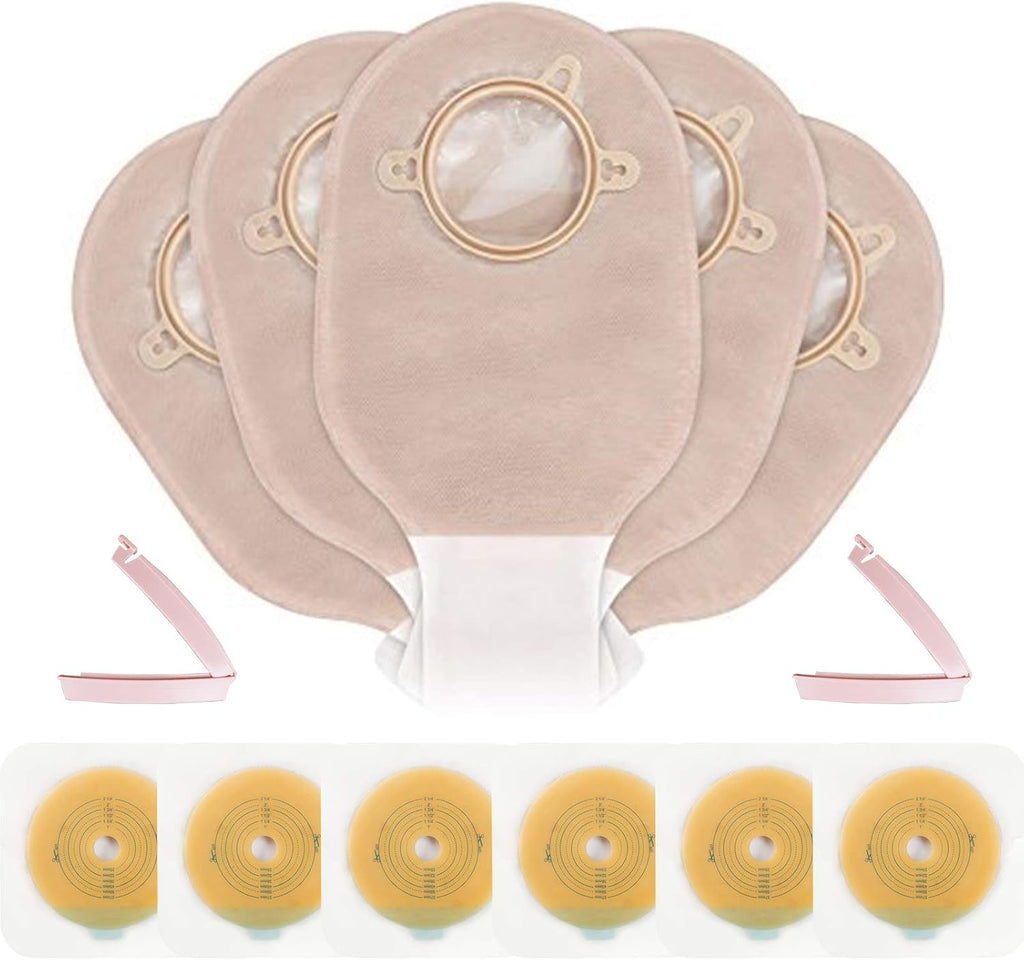 Carbou 21 PCS Colostomy Bags Ostomy Supplies Clamp Drainable Pouches for Colostomy Ileostomy Stoma Care with Measure