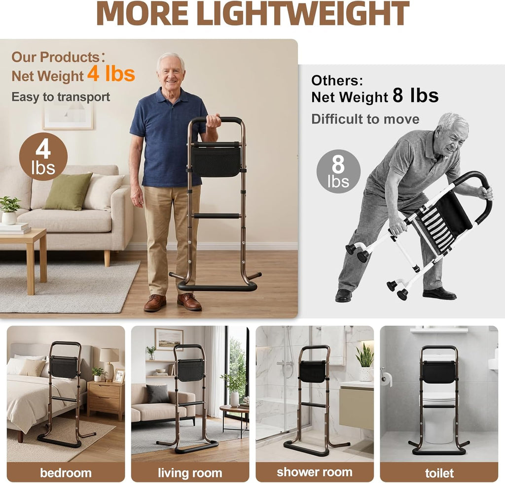Stand Assist Aid for Elderly, 500Lbs Weight Capacity, 32.9'' - 35.8'' Height Adjustable Aluminum Alloy Mobility Aid